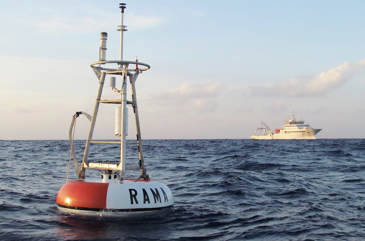 Ocean monitoring buoy at sea