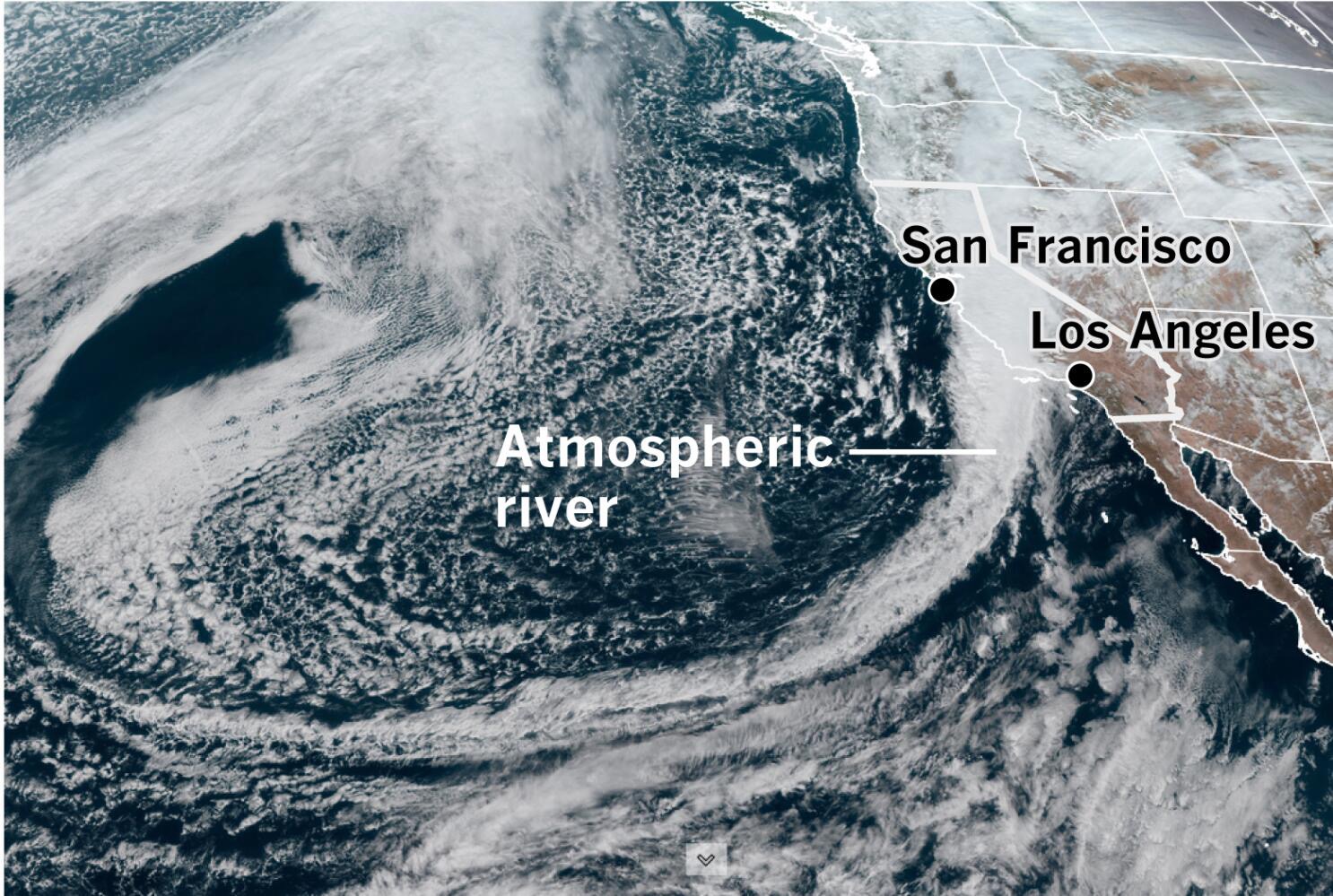 Satellite view of atmospheric river