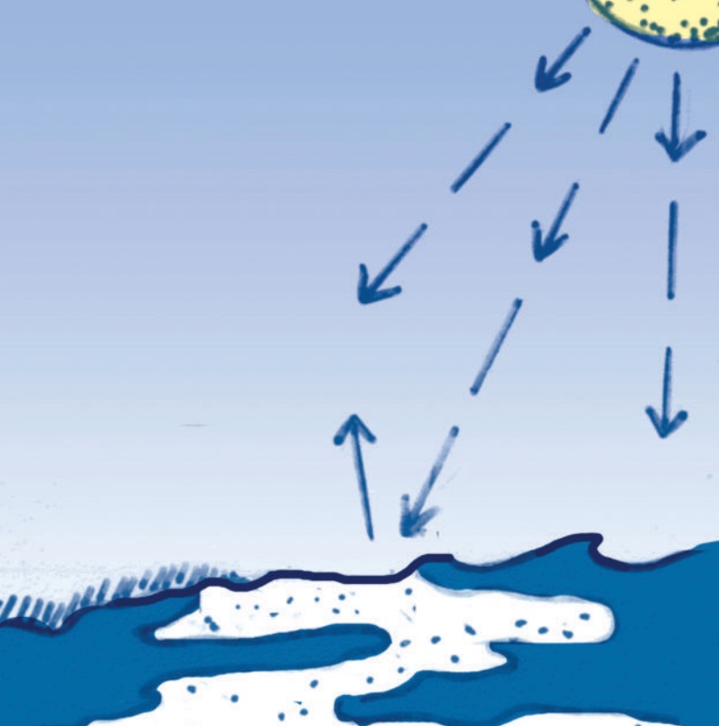 Microbubble albedo enhancement diagram